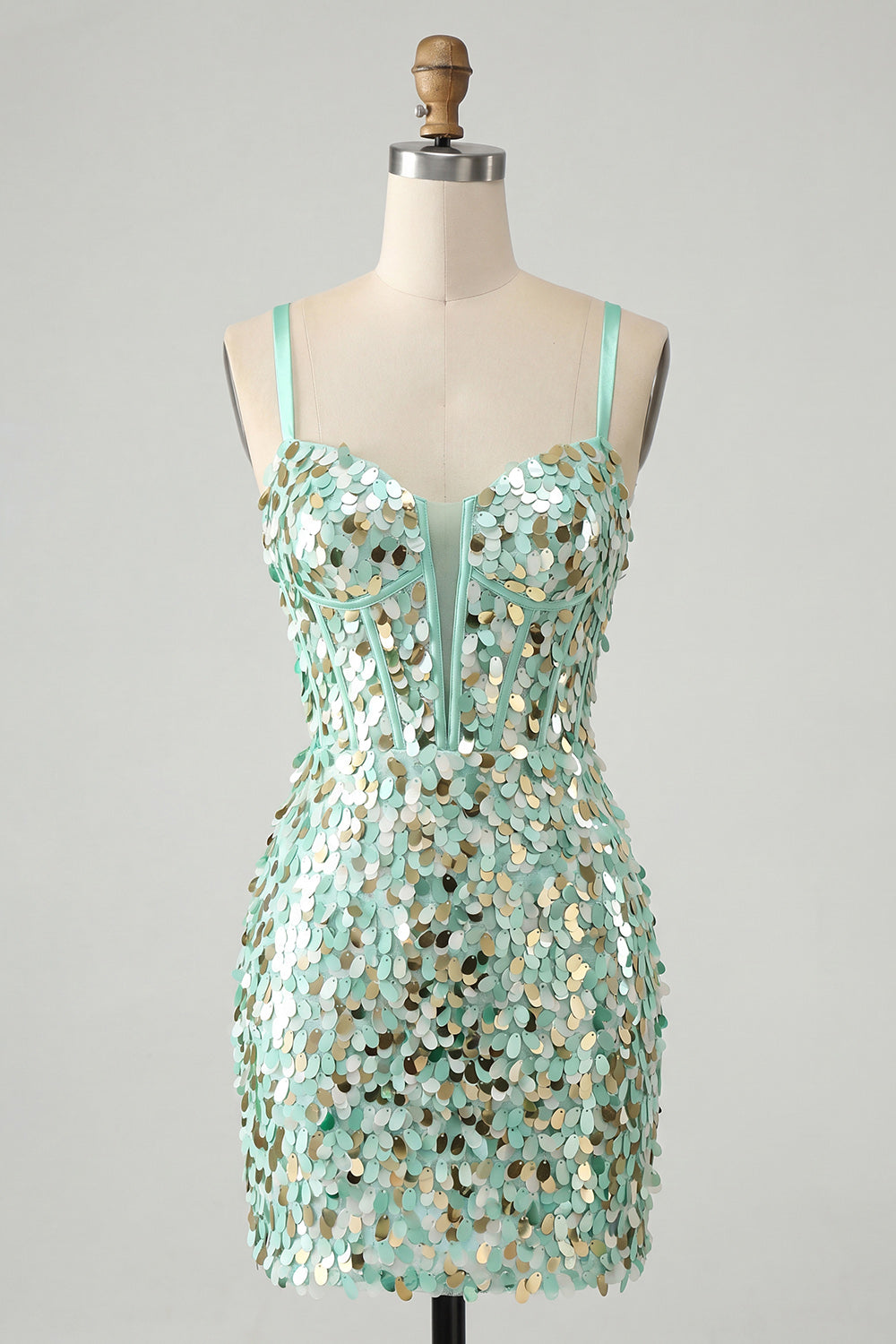 Sparkly Silver Sequin Tight Short Corset Homecoming Dress