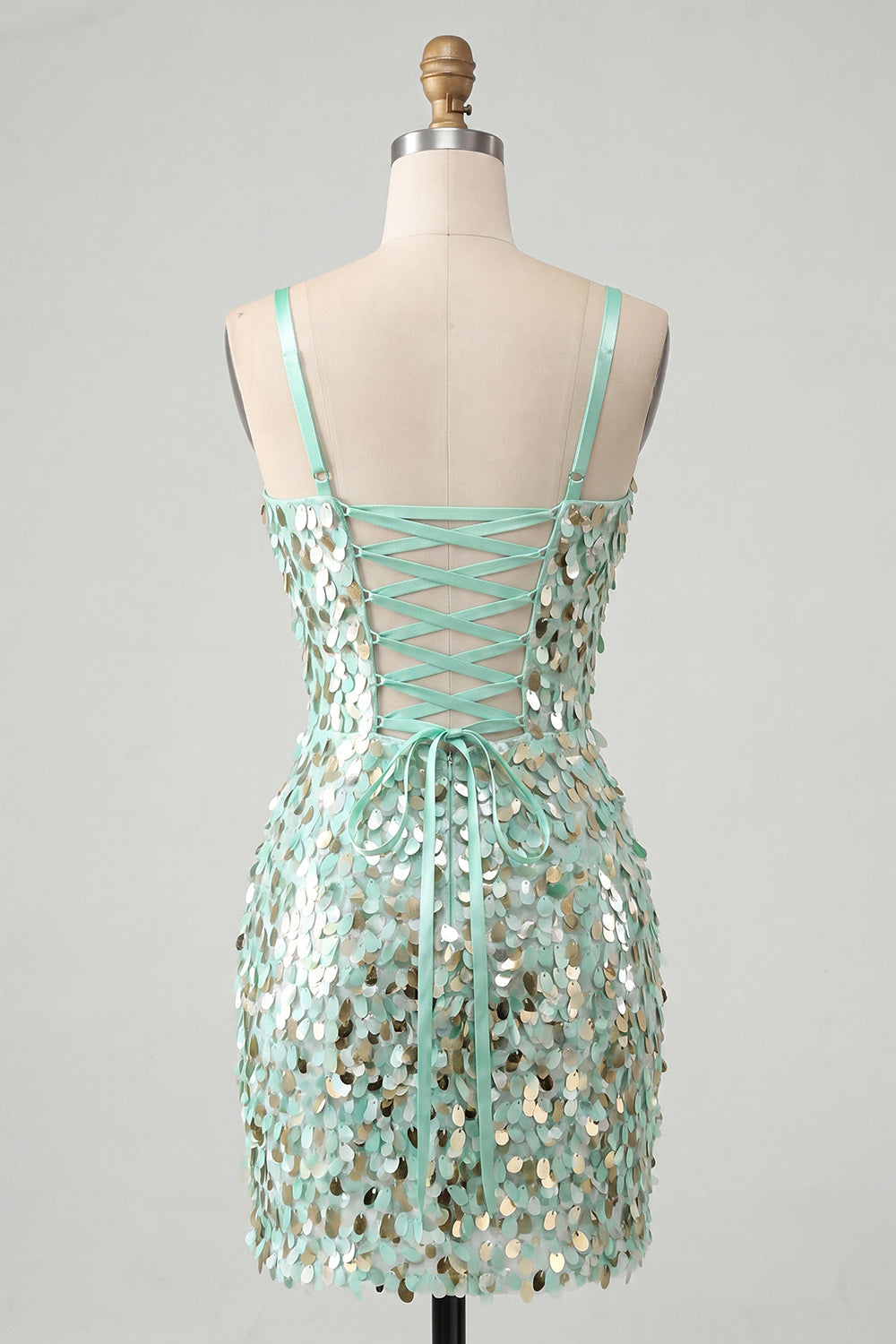 Sparkly Silver Sequin Tight Short Corset Homecoming Dress