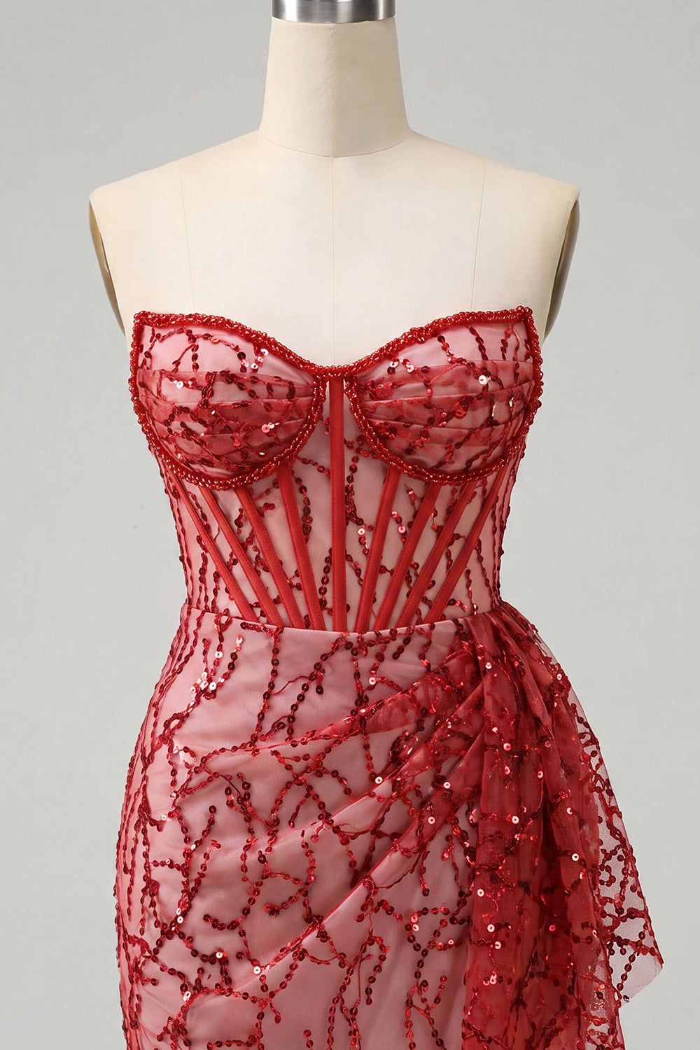 Sparkly Silver Sequin Ruched Corset Tight Short Homecoming Dress
