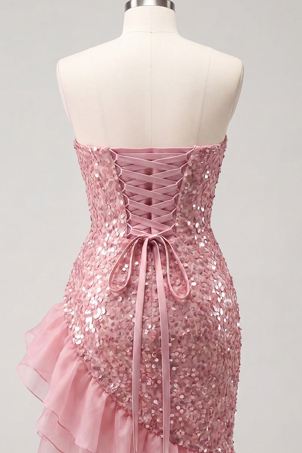 Sparkly Champagne Ruched Sequin Ruffled Tight Short Homecoming Dress