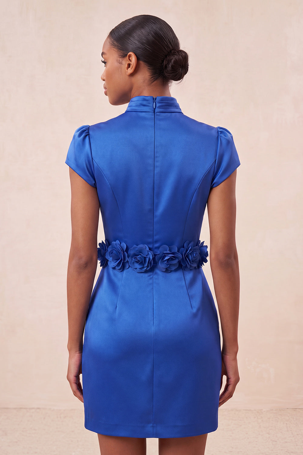 Blue High Neck Tight Short Homecoming Dress with Sleeves