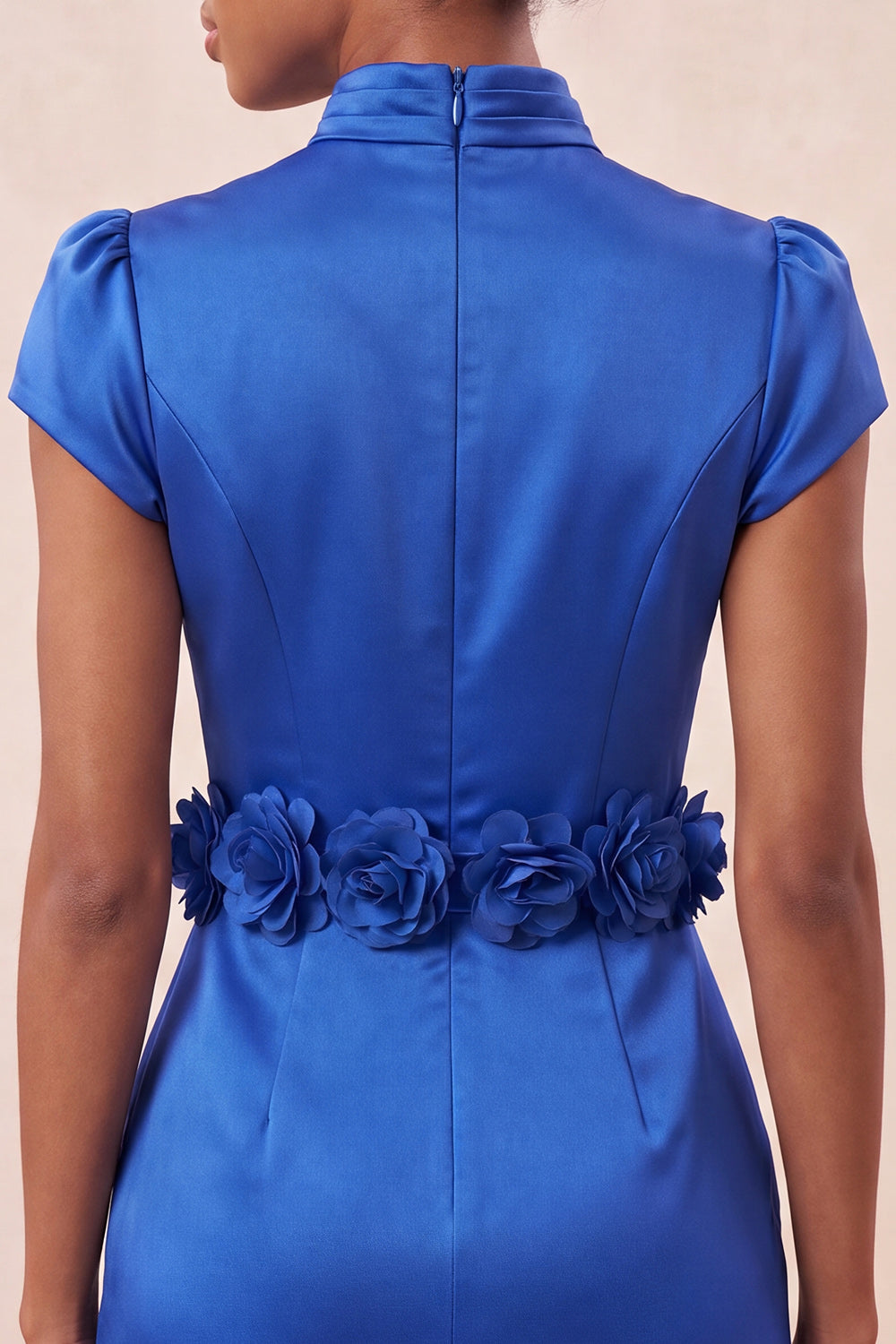 Blue High Neck Tight Short Homecoming Dress with Sleeves