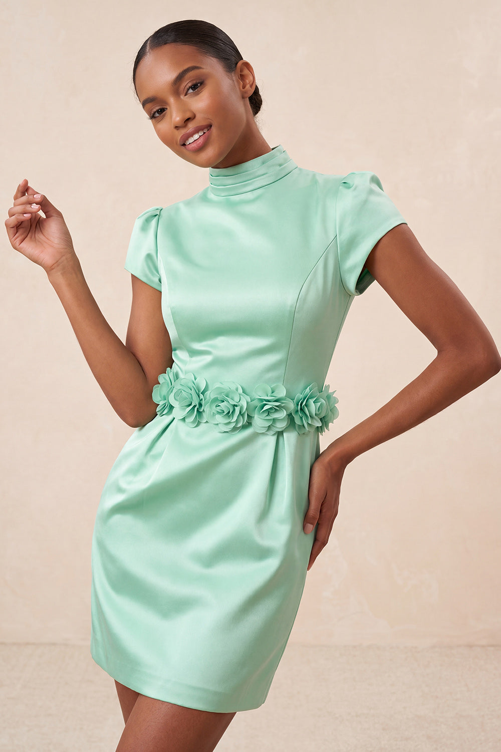 Blue High Neck Tight Short Homecoming Dress with Sleeves