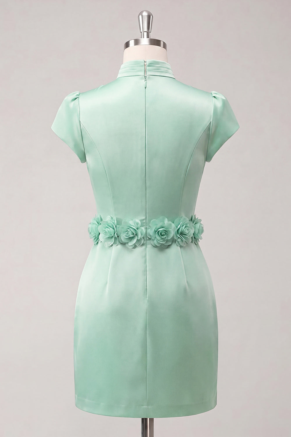 Blue High Neck Tight Short Homecoming Dress with Sleeves
