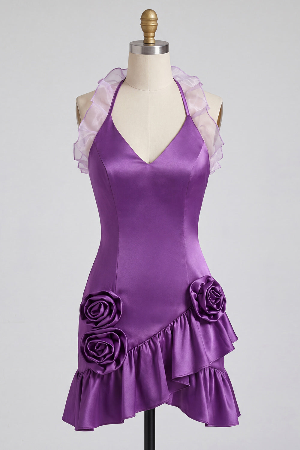 Mint Green Ruffled Tight Short Homecoming Dress with 3D Flowers