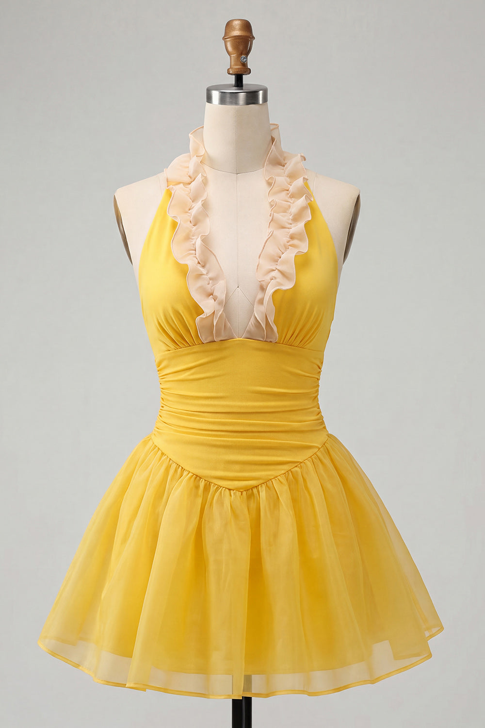 Mint Green Ruched A-Line Short Homecoming Dress with Ruffles