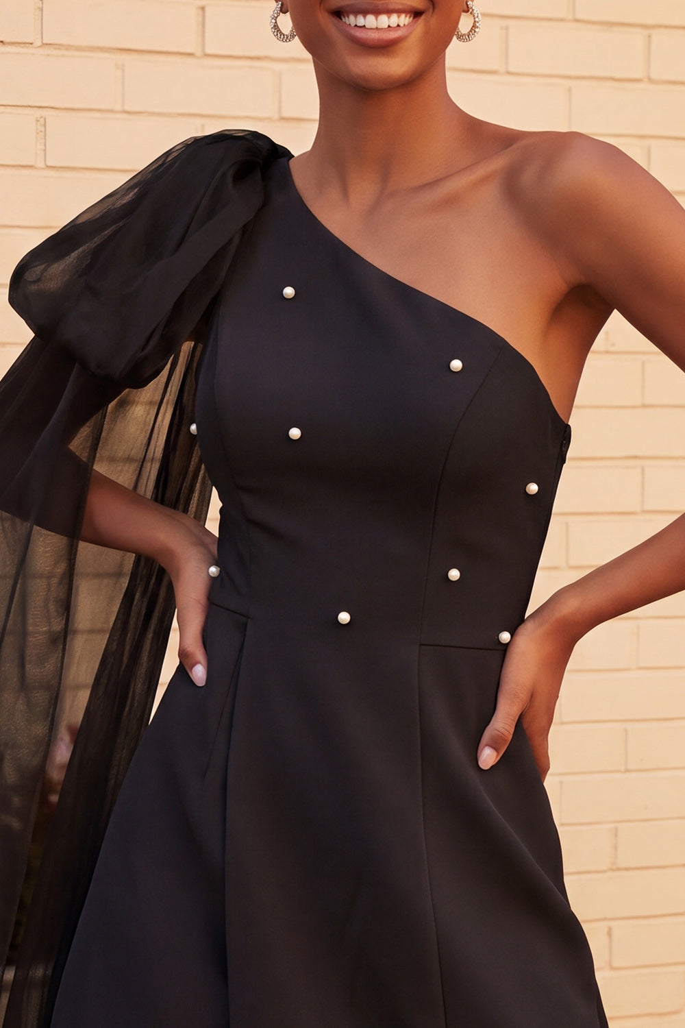 Light Blue Beaded Short A-Line Homecoming Dress with Side Cape