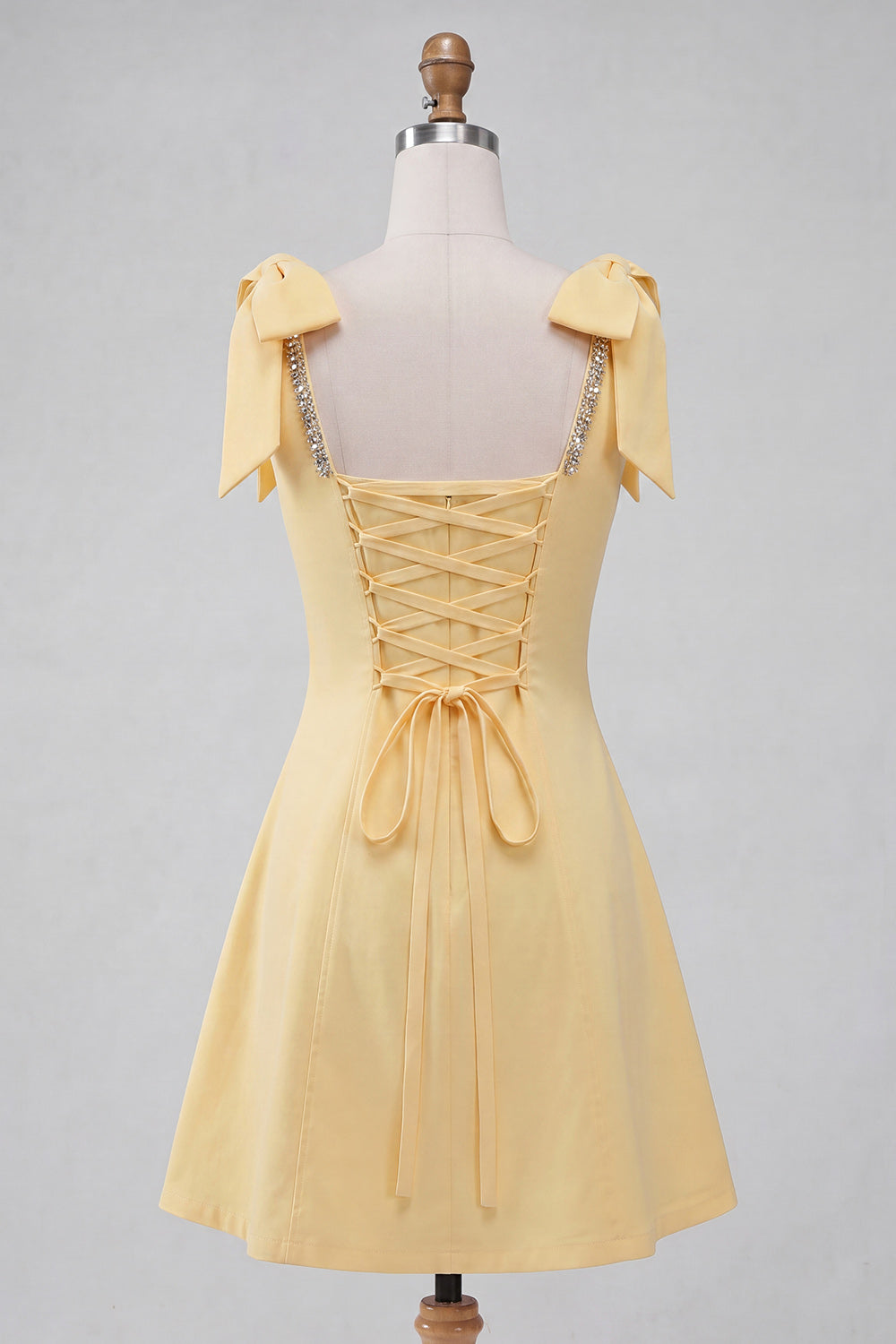 Red Scoop Neck A-Line Short Homecoming Dress with Bows