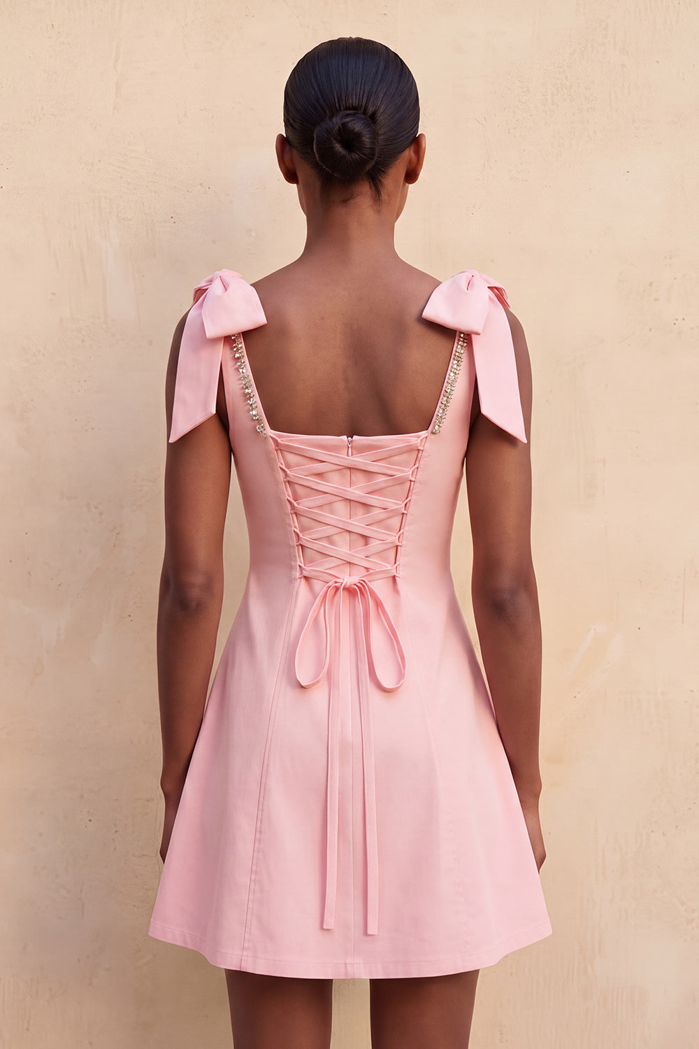 Red Scoop Neck A-Line Short Homecoming Dress with Bows