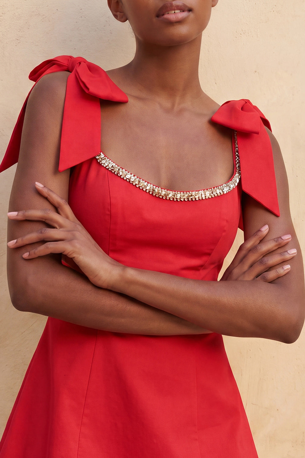 Red Scoop Neck A-Line Short Homecoming Dress with Bows
