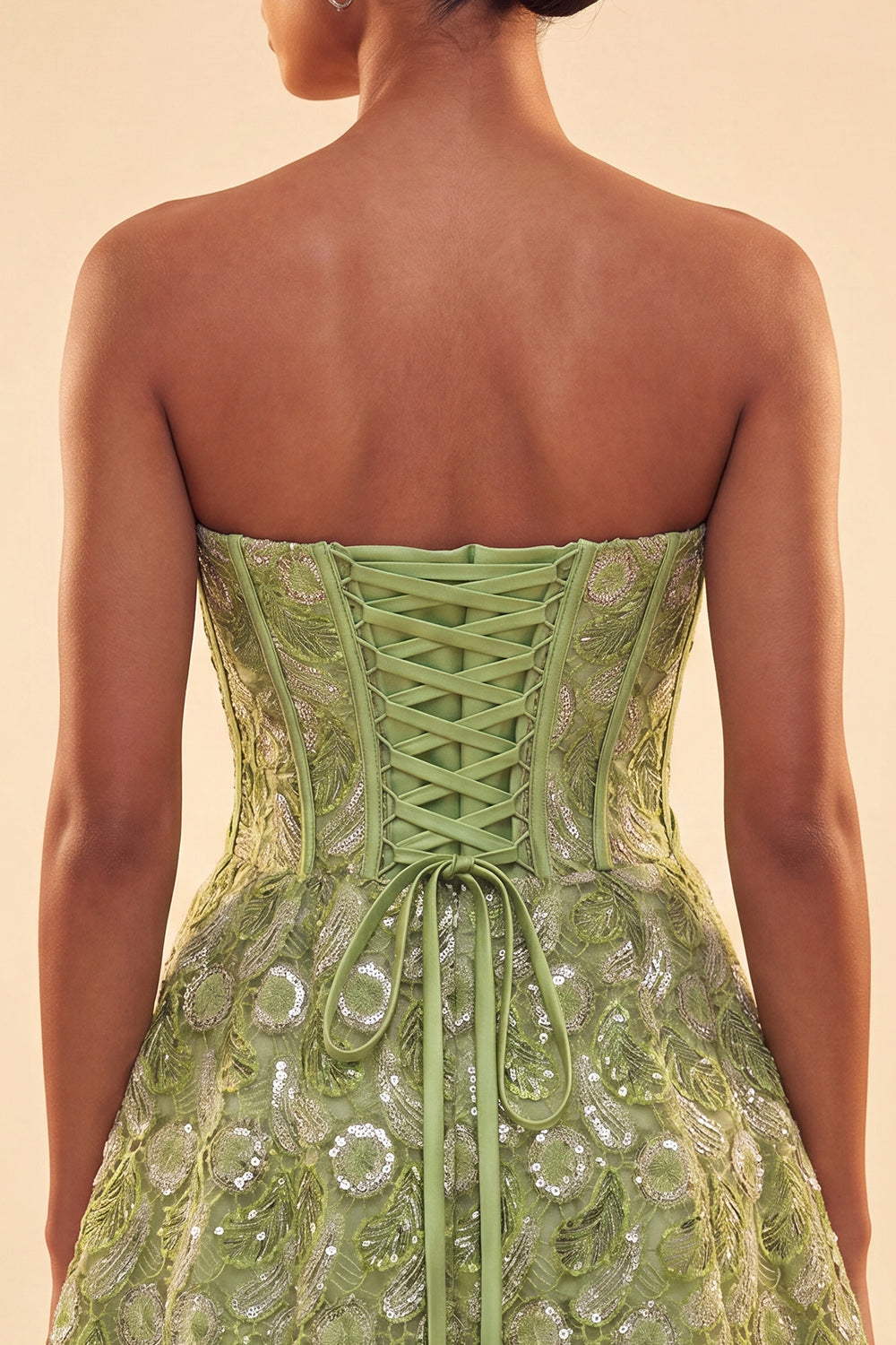 Sparkly Corset Orange Beaded A-Line Lace Short Homecoming Dress