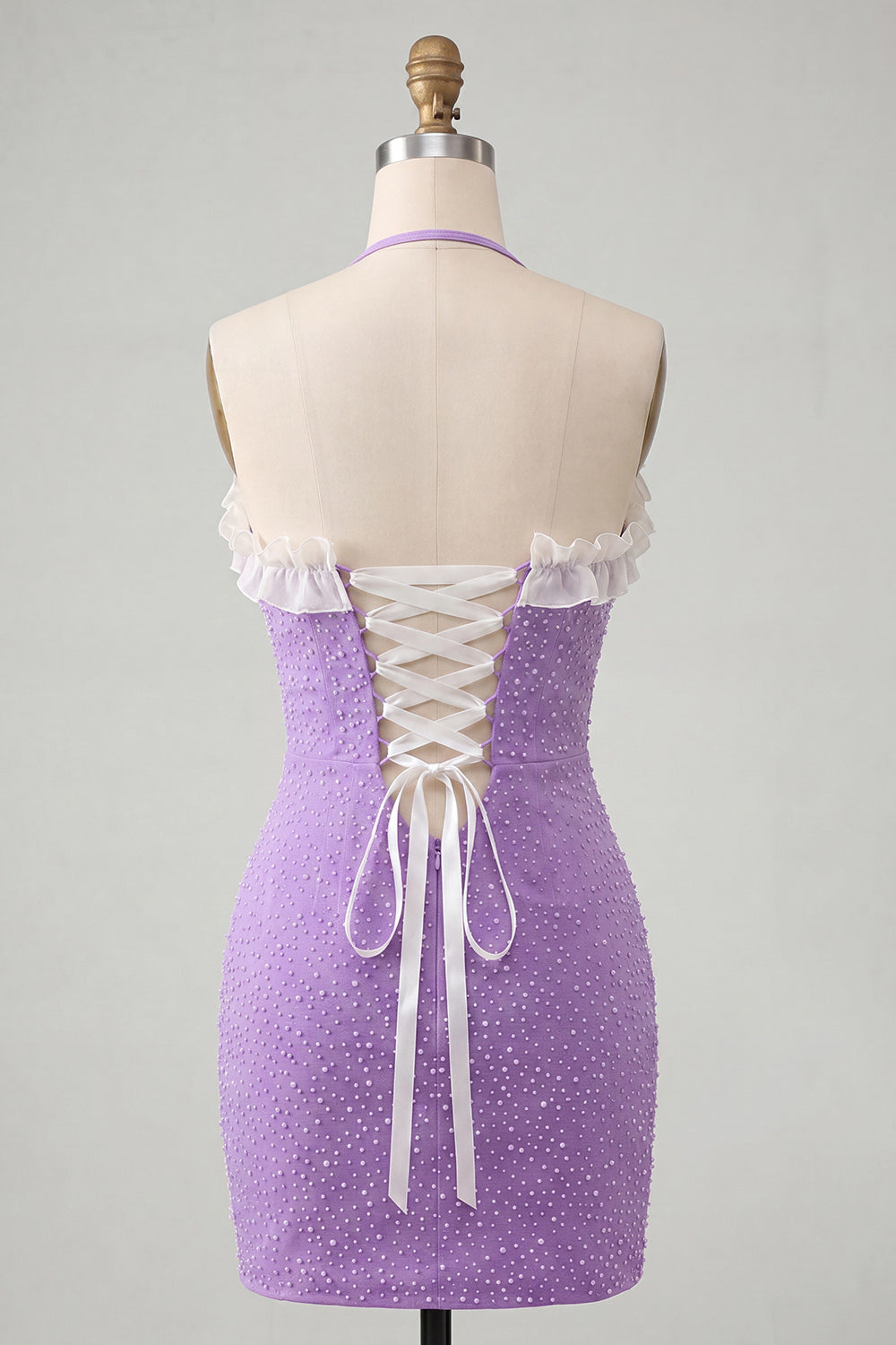 Sparkly Silver Ruffled Beaded Tight Short Homecoming Dress