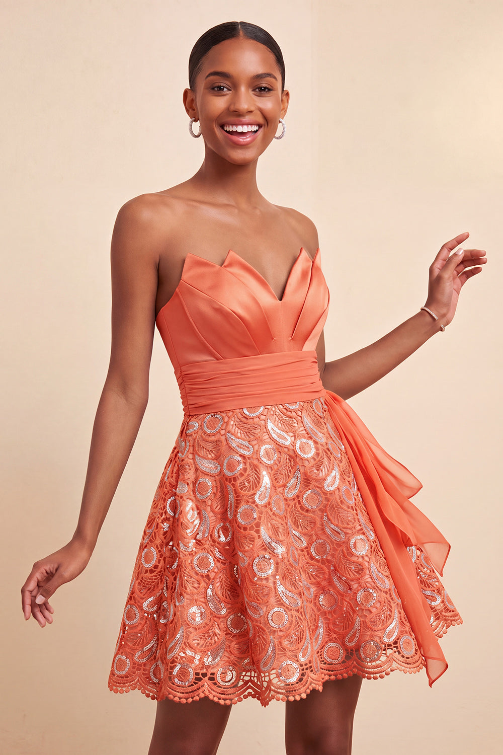 Dark Green Lace Ruched A Line Short Homecoming Dress with Sash