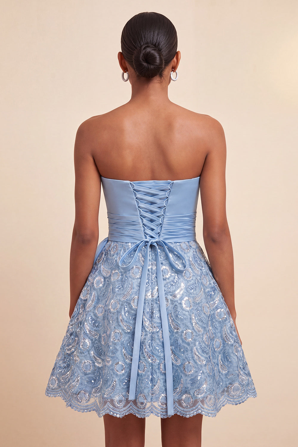 Dark Green Lace Ruched A Line Short Homecoming Dress with Sash
