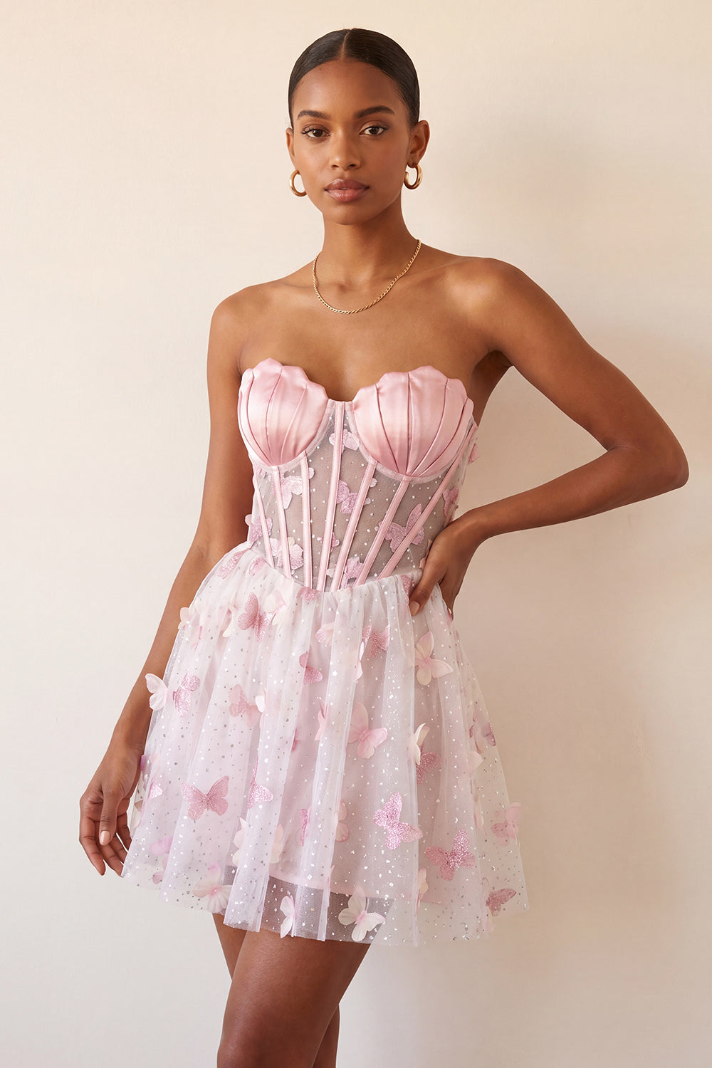 Sparkly Sky Blue Corset Short A-Line Homecoming Dress with 3D Butterflies