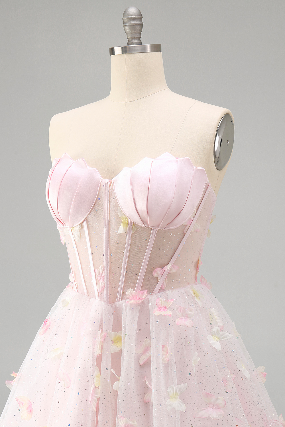 Sparkly Sky Blue Corset Short A-Line Homecoming Dress with 3D Butterflies