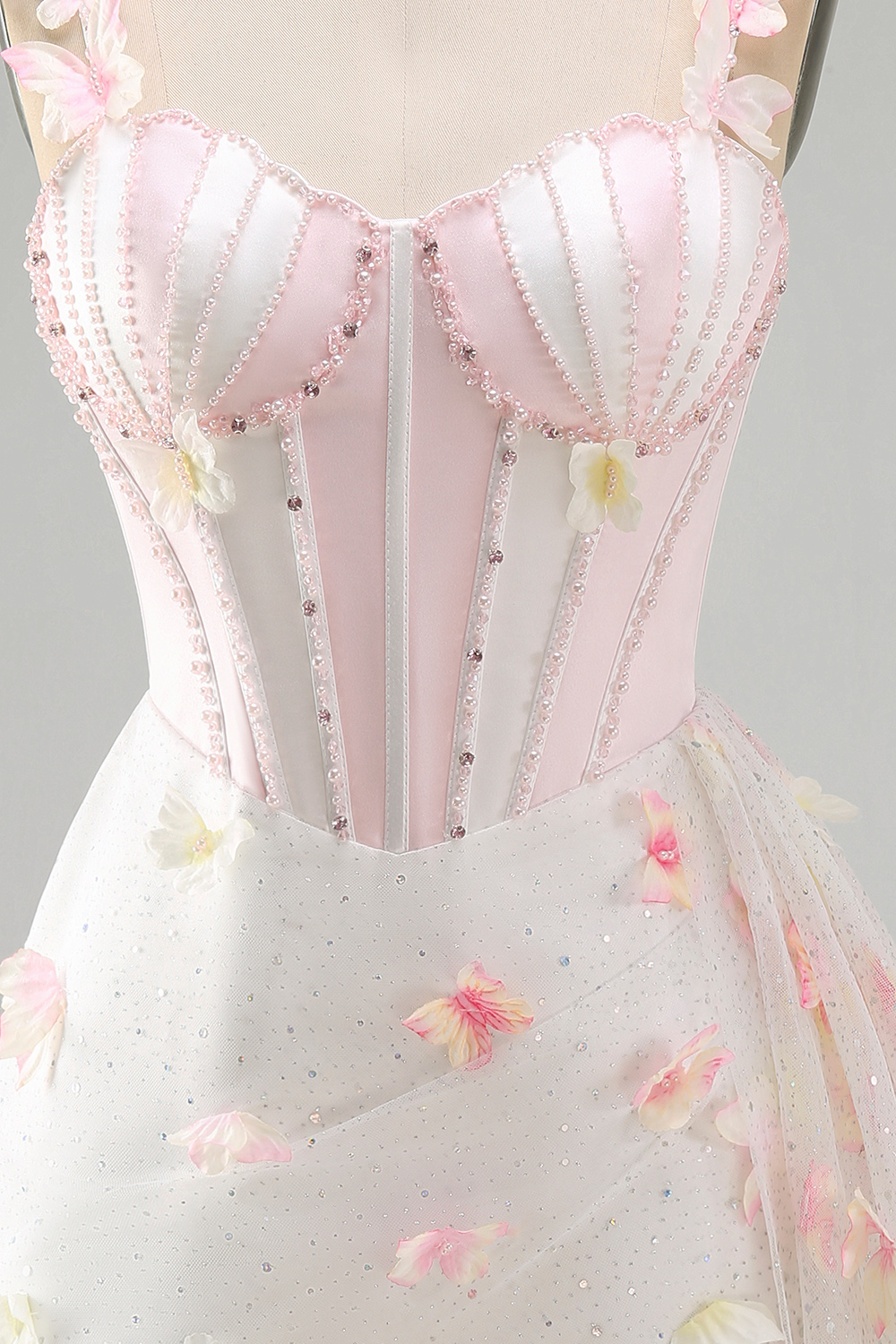 Sparkly Sky Blue Corset Beaded Short Homecoming Dress with Appliques