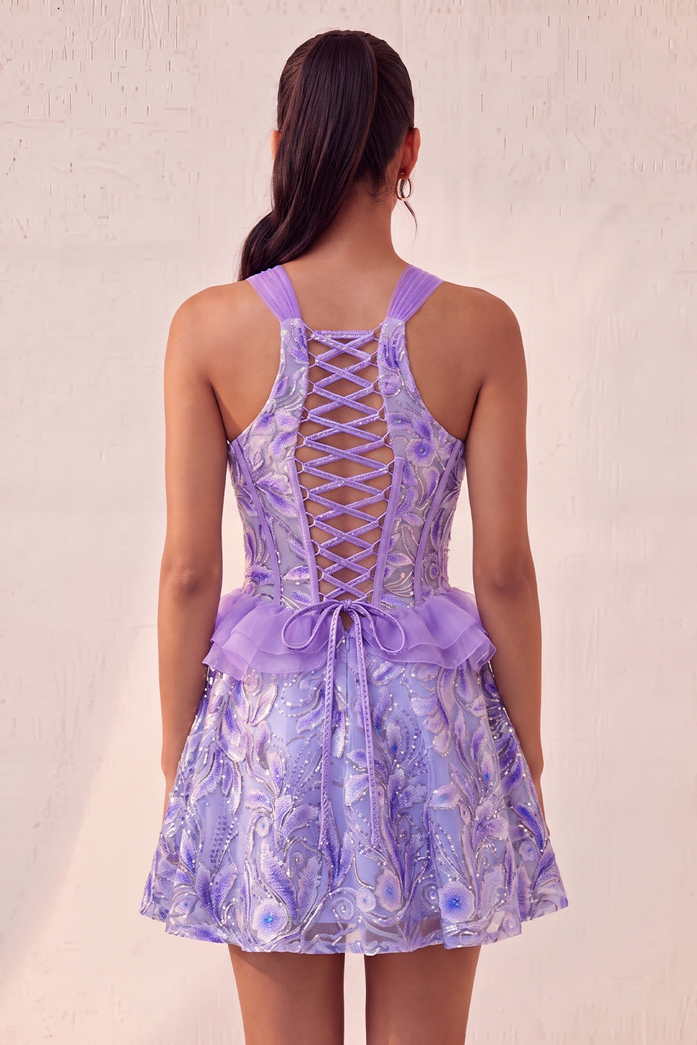 Sparkly Floral Pink Beaded Corset Short Homecoming Dress