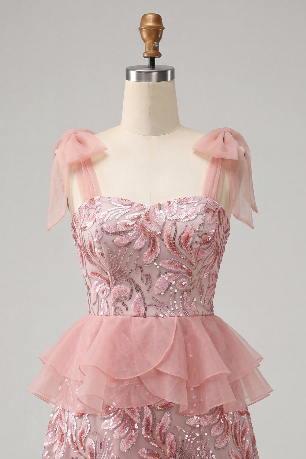 Sparkly Floral Purple Ruffled Sequin Short Homecoming Dress with Bows