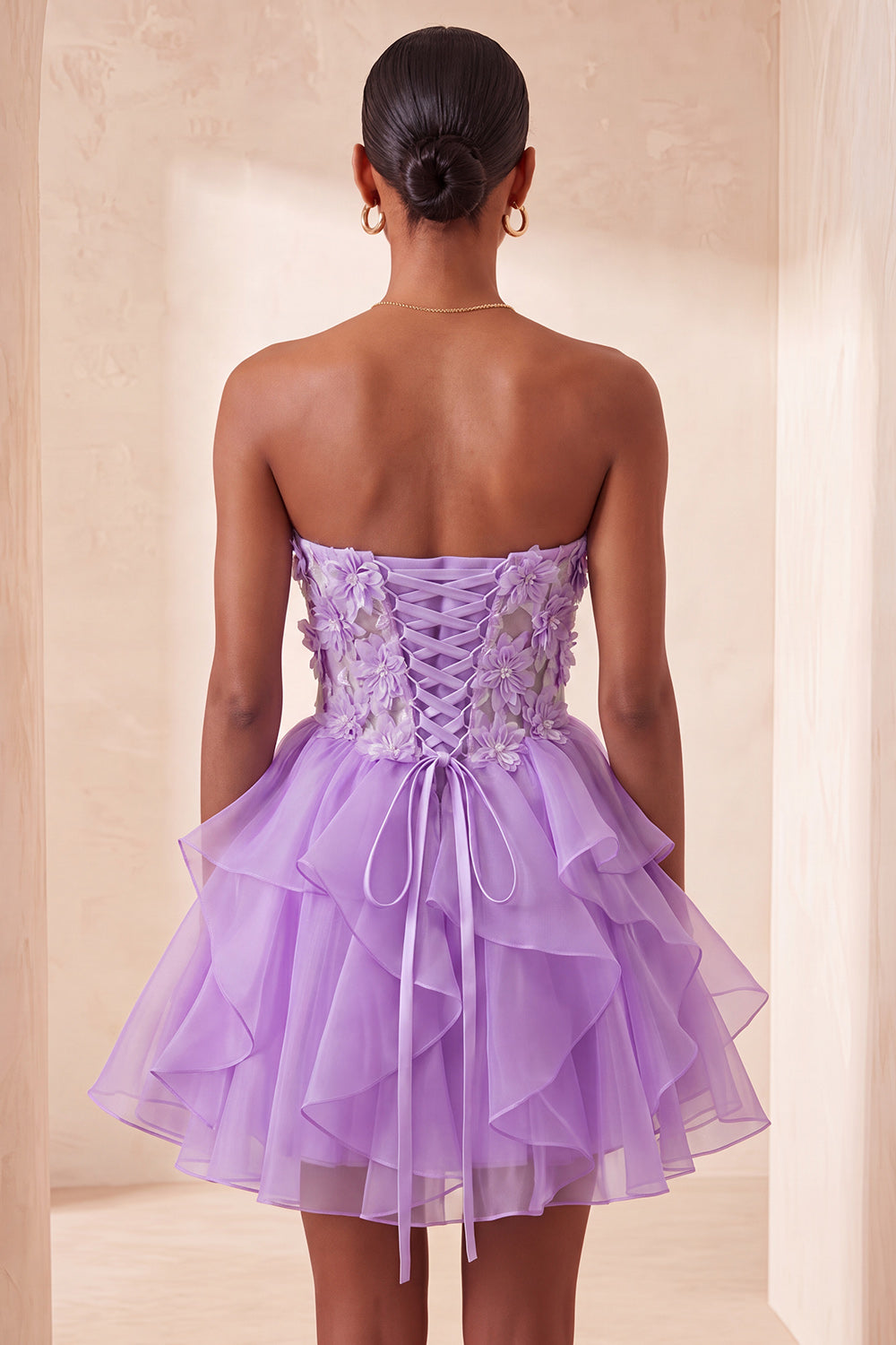 Floral Sage Green Ruffled Corset Short Homcoming Dress