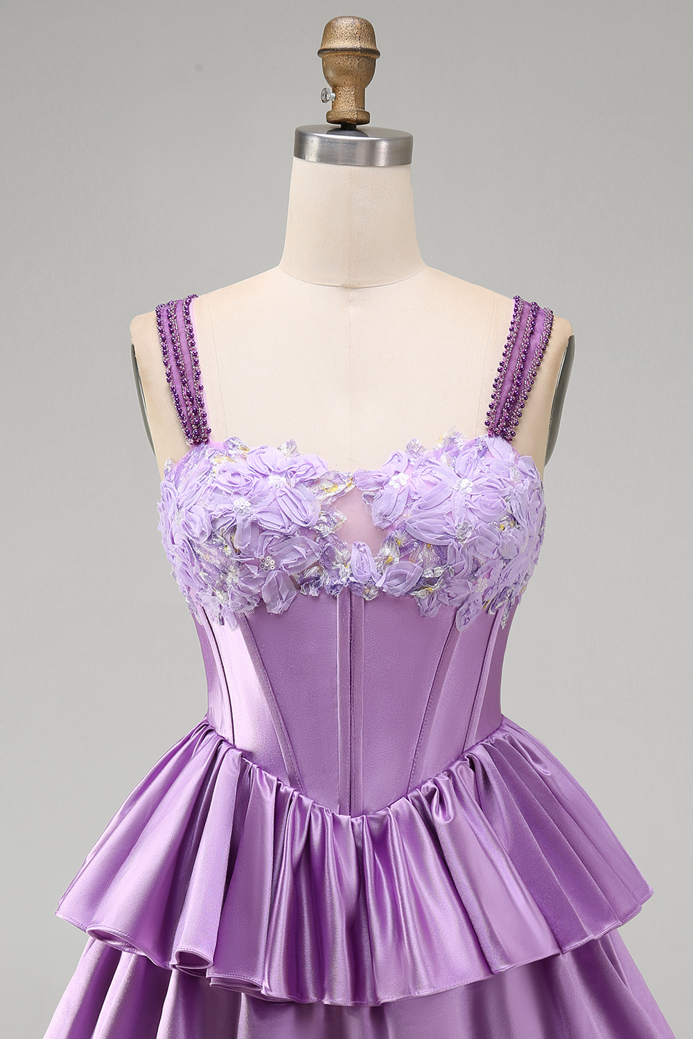 Floral Blue Corset Ruffled Tiered Short Homecoming Dress
