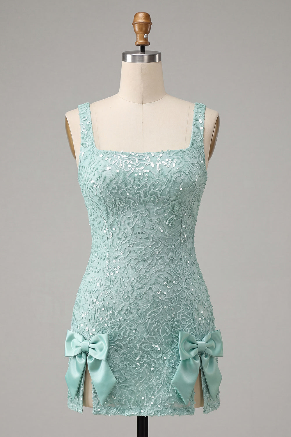 Sparkly Champagne Sequin Short Tight Homecoming Dress with Bows