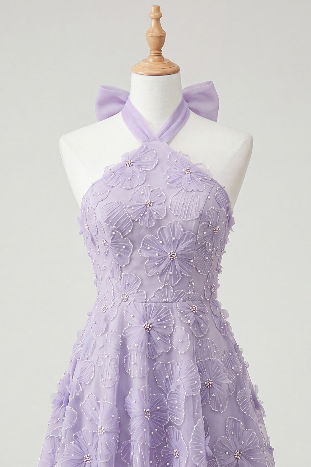 Mint Green Floral Beaded A-Line High-Low Homecoming Dress