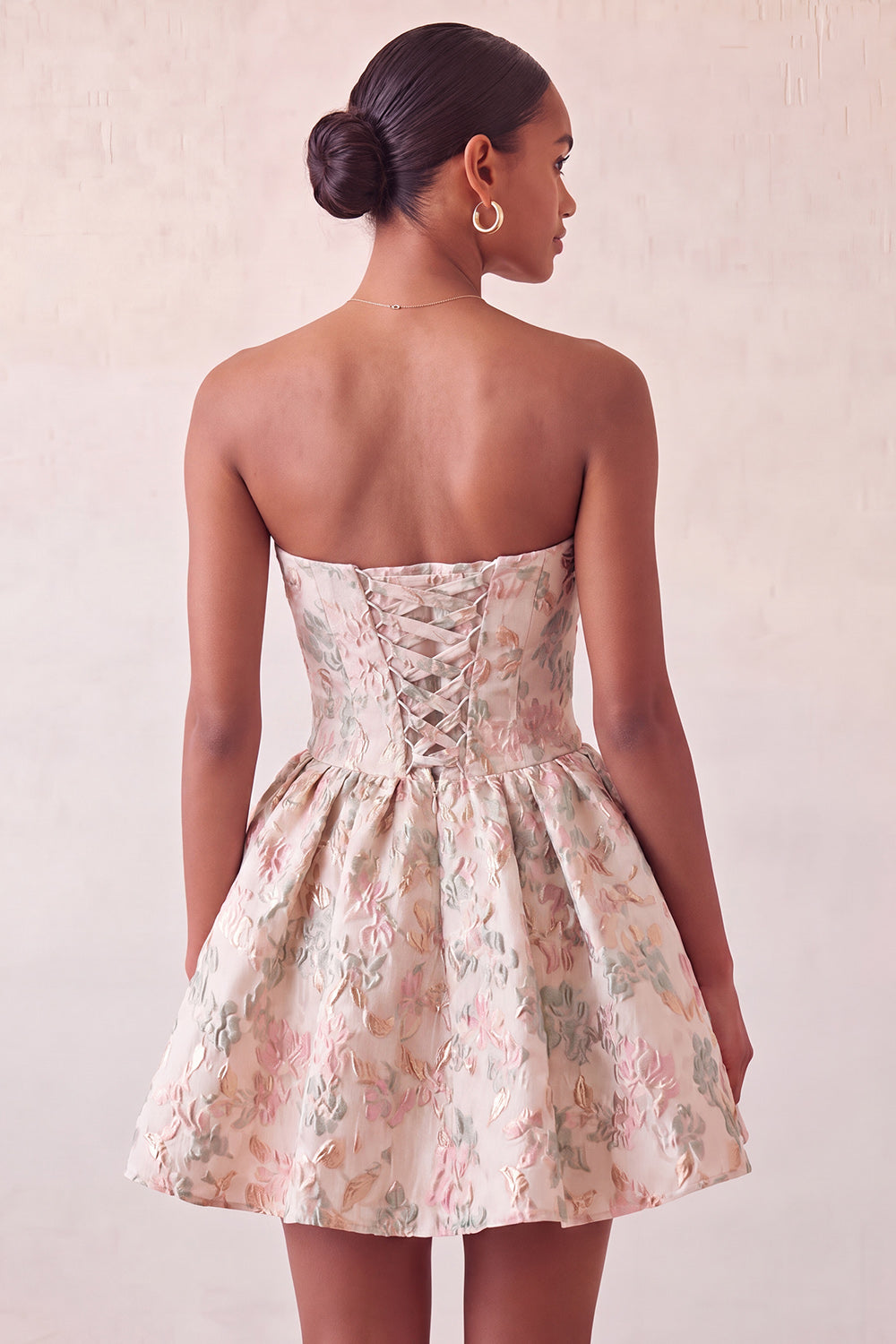 Light Blue Strapless Jacquard A-Line Short Homecoming Dress with Bow