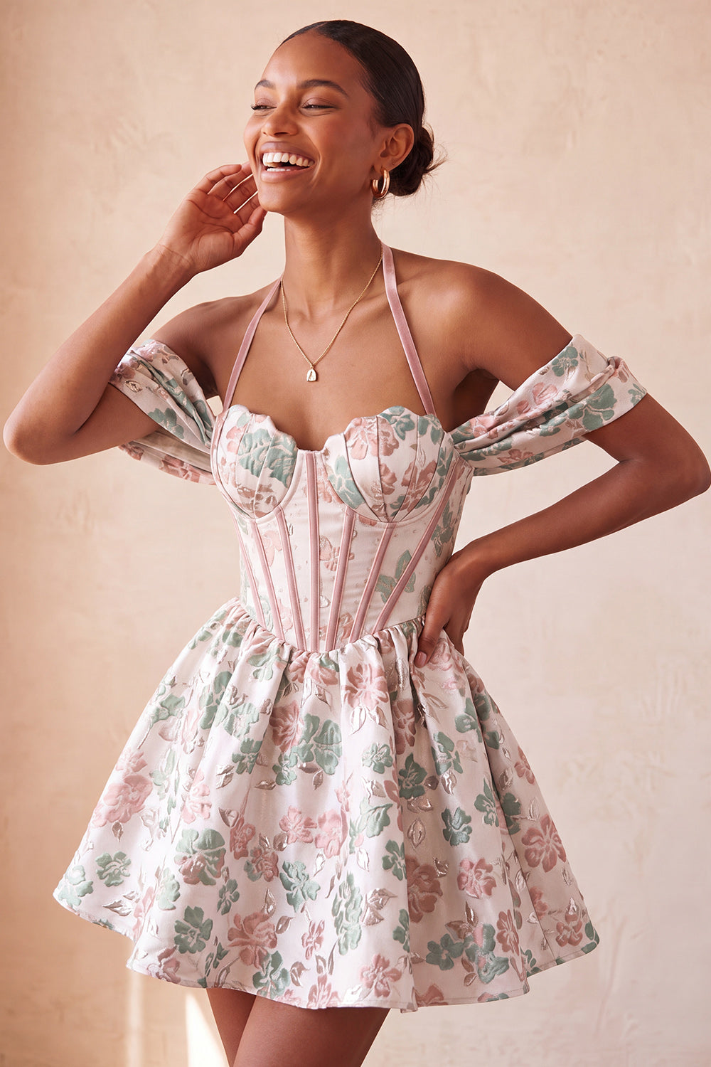Navy Corset Jacquard A-Line Short Homecoming Dress
