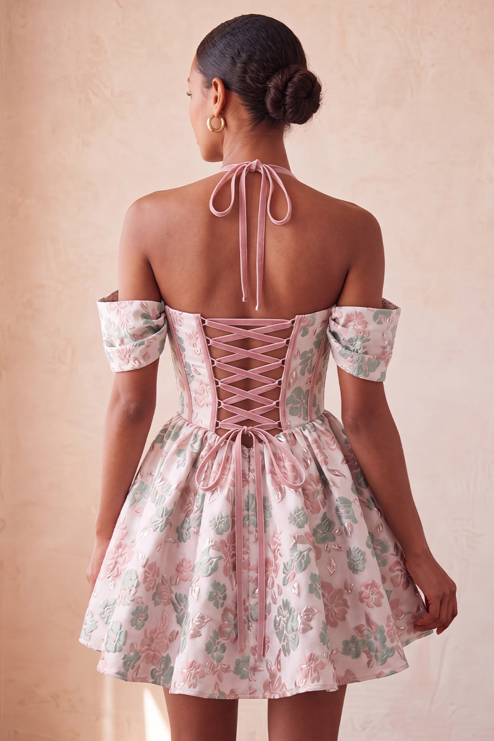 Navy Corset Jacquard A-Line Short Homecoming Dress
