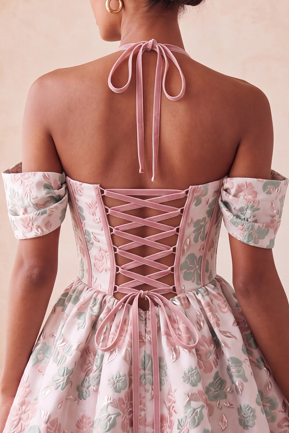 Navy Corset Jacquard A-Line Short Homecoming Dress