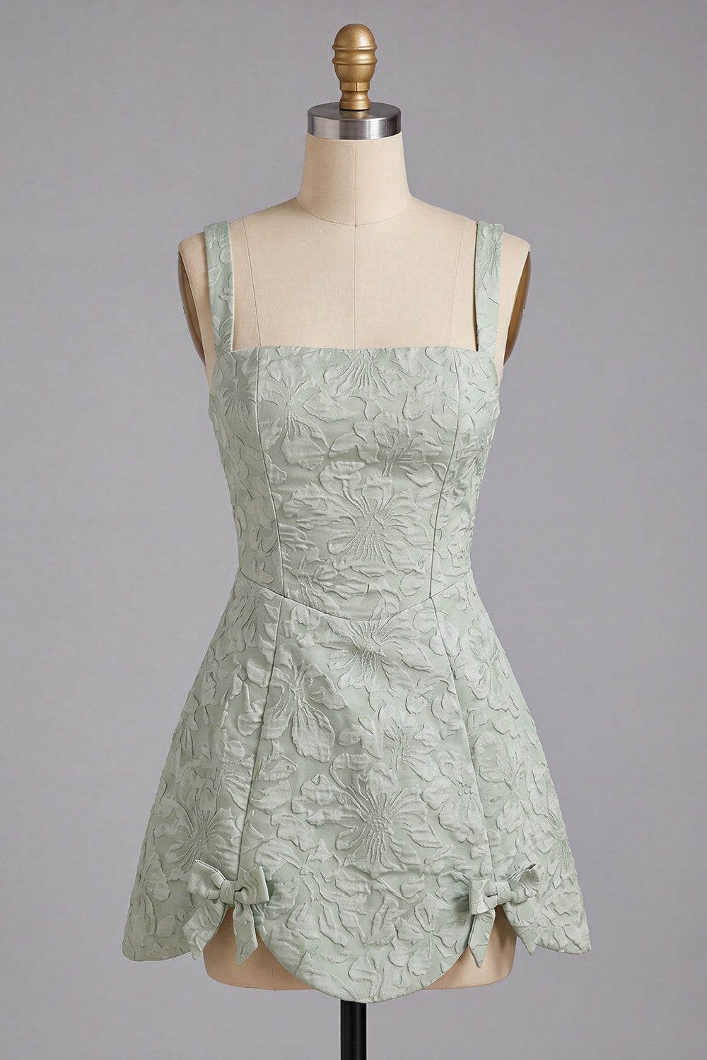 Pink A-Line Jacquard Short Homecoming Dress with Bows