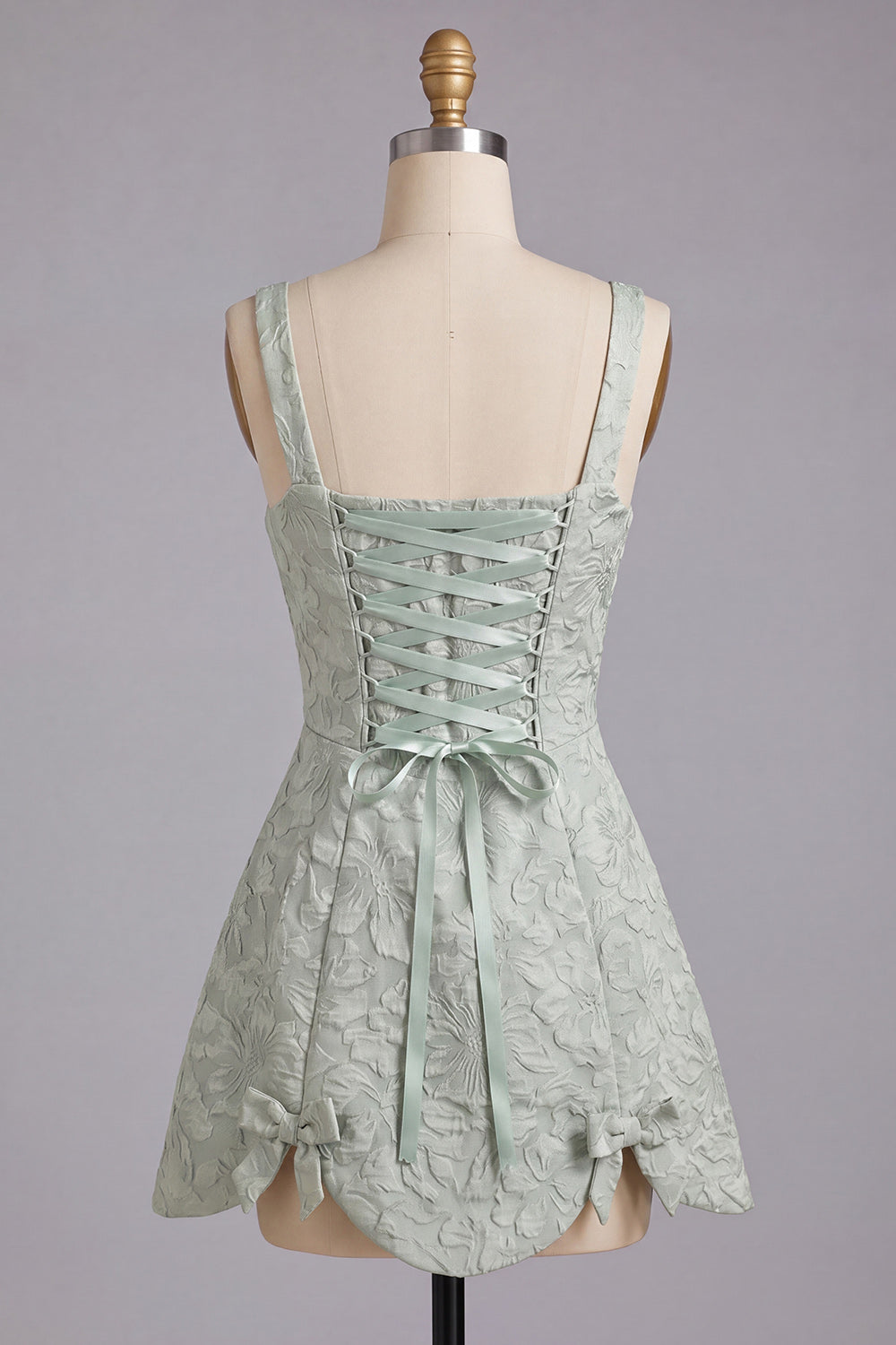 Pink A-Line Jacquard Short Homecoming Dress with Bows