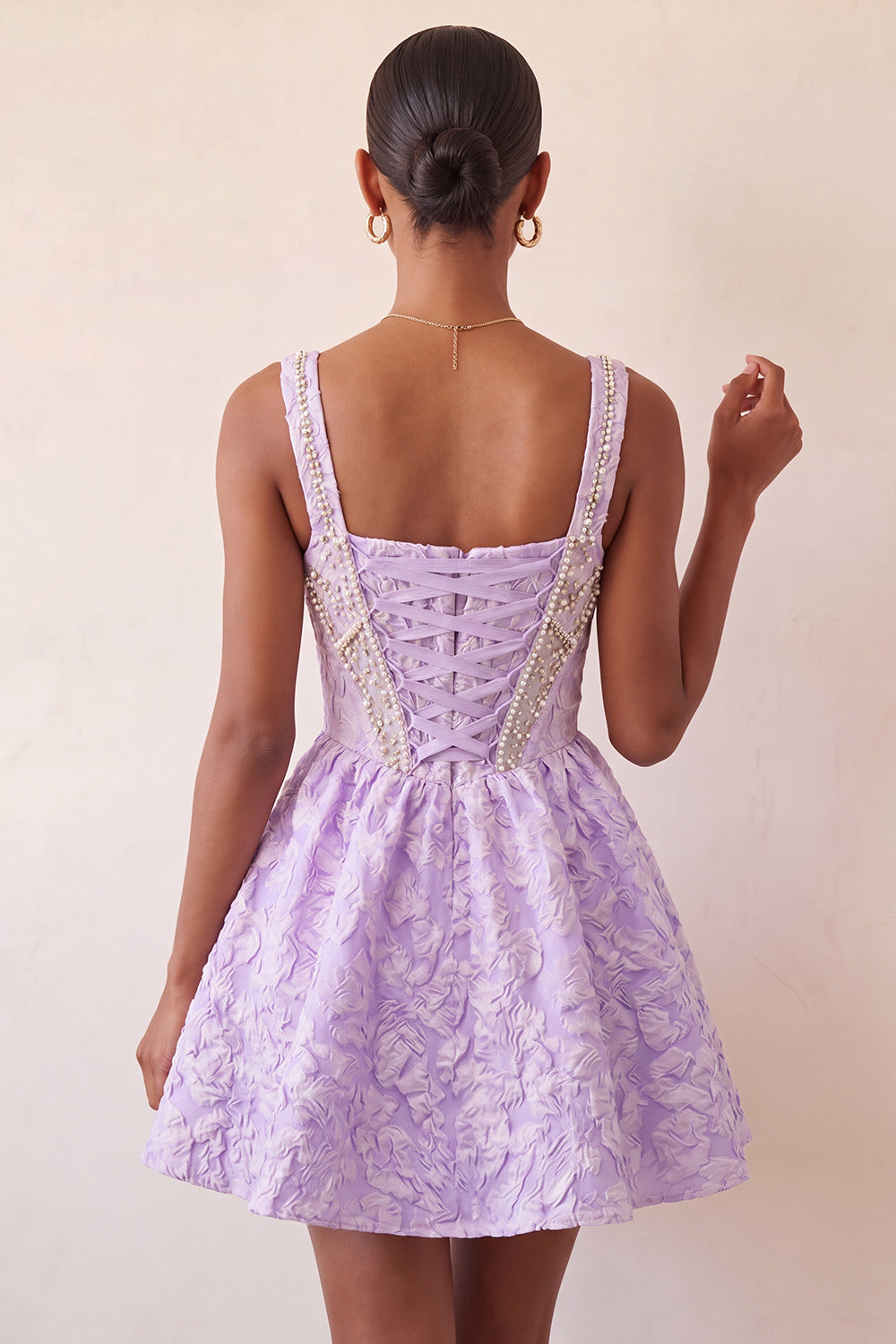 Pink Corset Jacquard Beaded A-Line Short Homecoming Dress