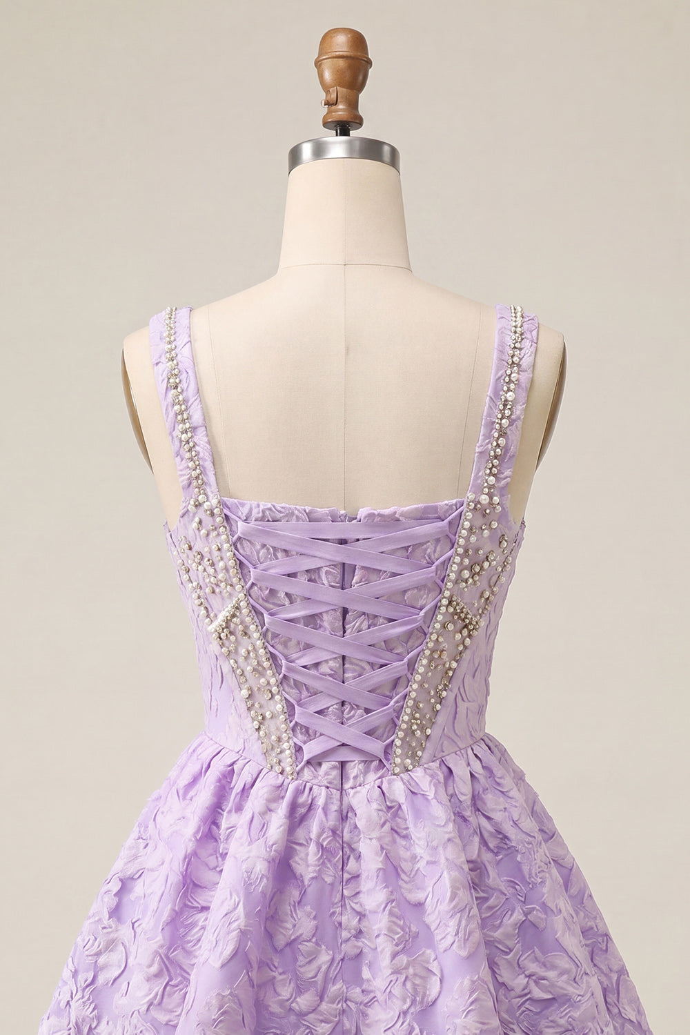 Pink Corset Jacquard Beaded A-Line Short Homecoming Dress