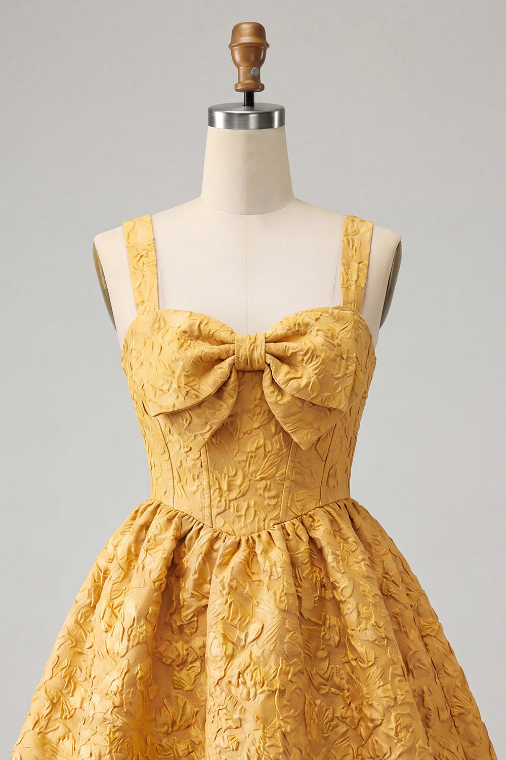 Pink Corset Jacquard A Line Short Homecoming Dress with Bow