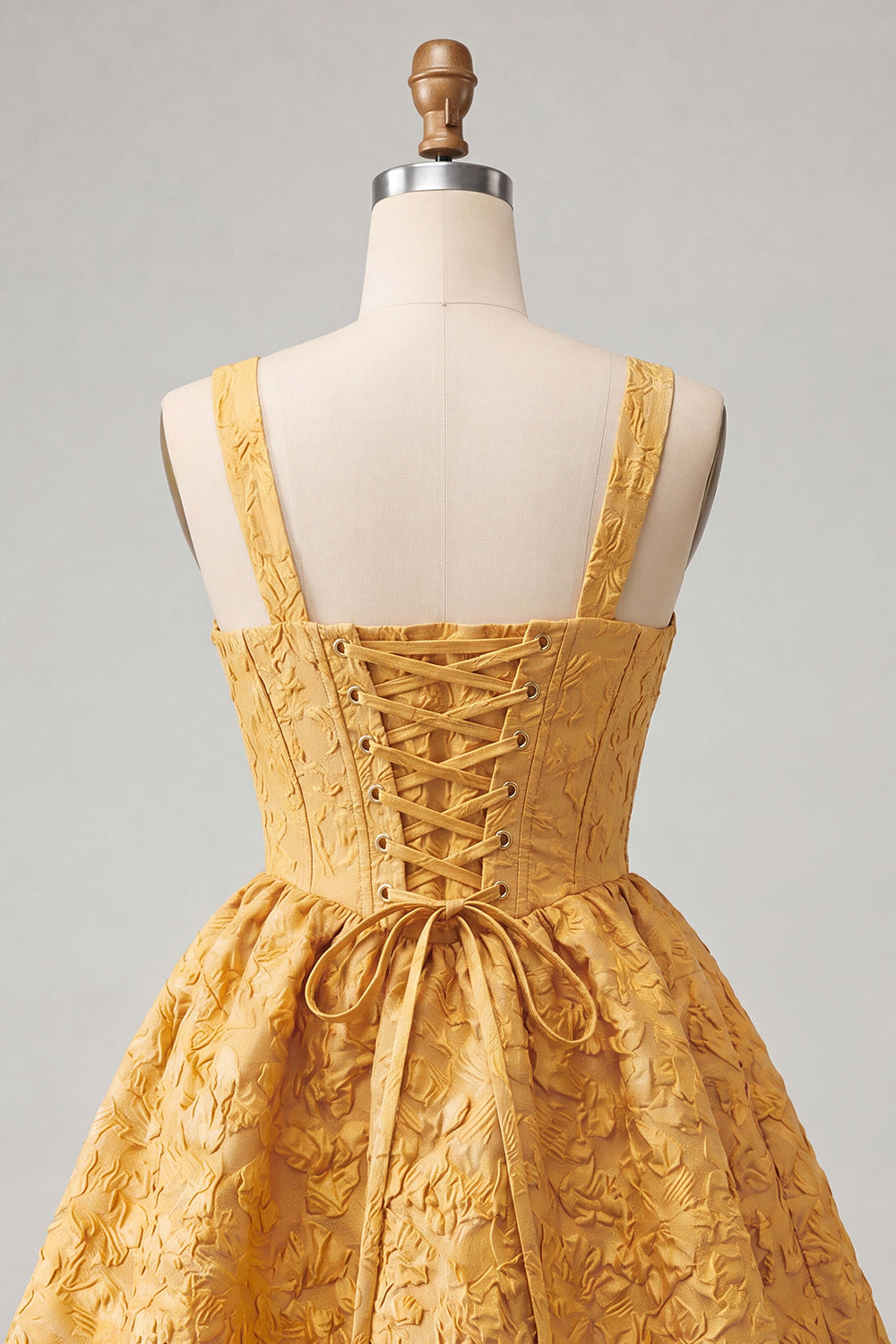 Pink Corset Jacquard A Line Short Homecoming Dress with Bow