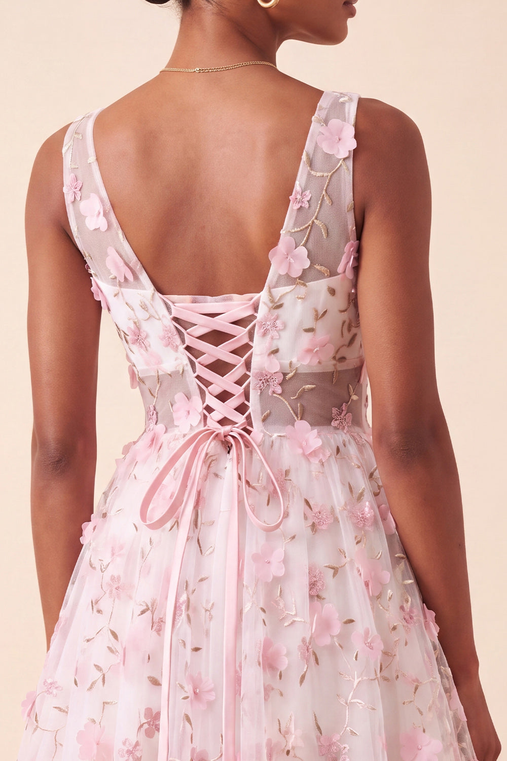 Light Yellow A-Line V-Neck Short Homecoming Dress with 3D Flowers