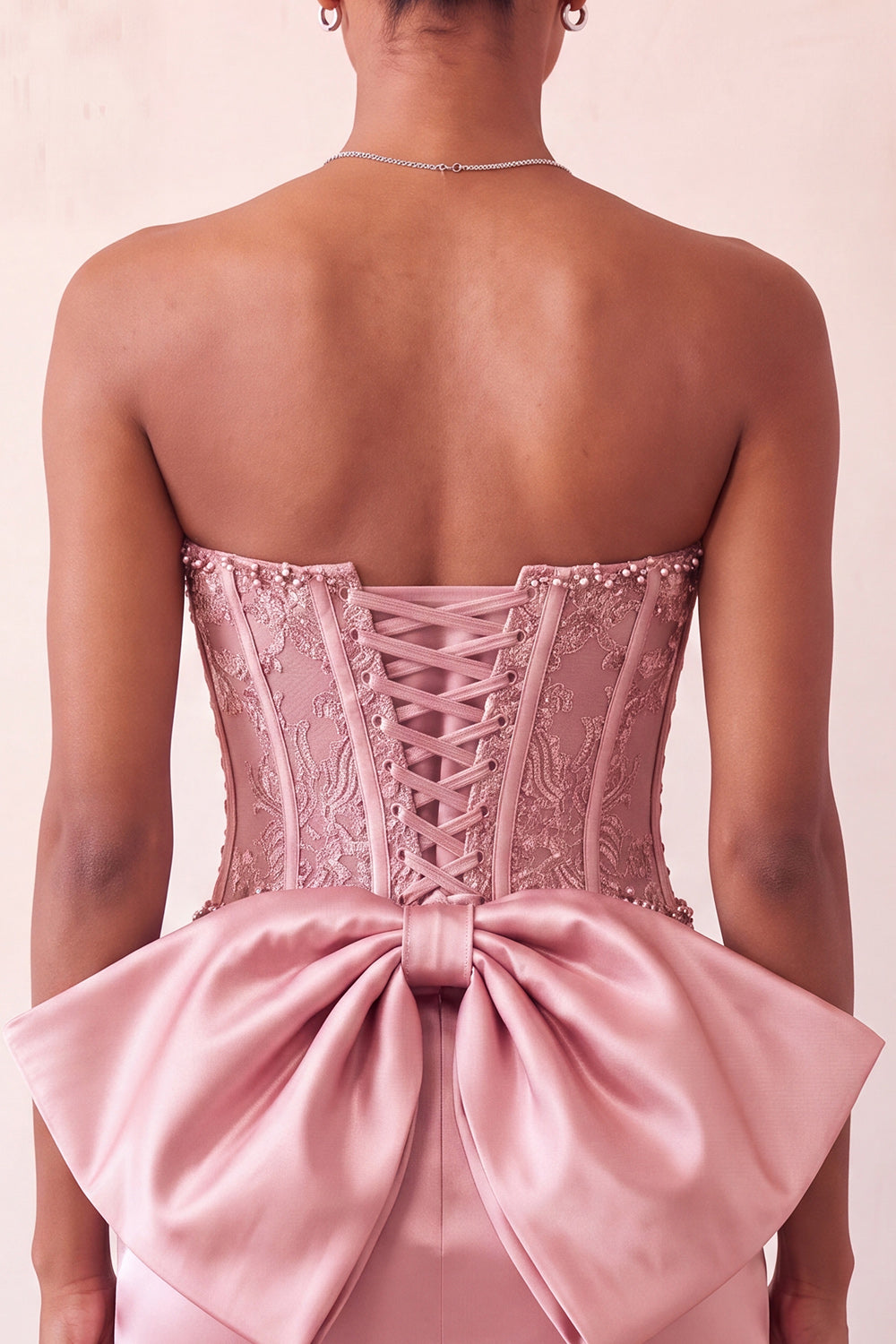 Fuchsia Corset Appliqued Satin Tight Short Homecoming Dress with Bow
