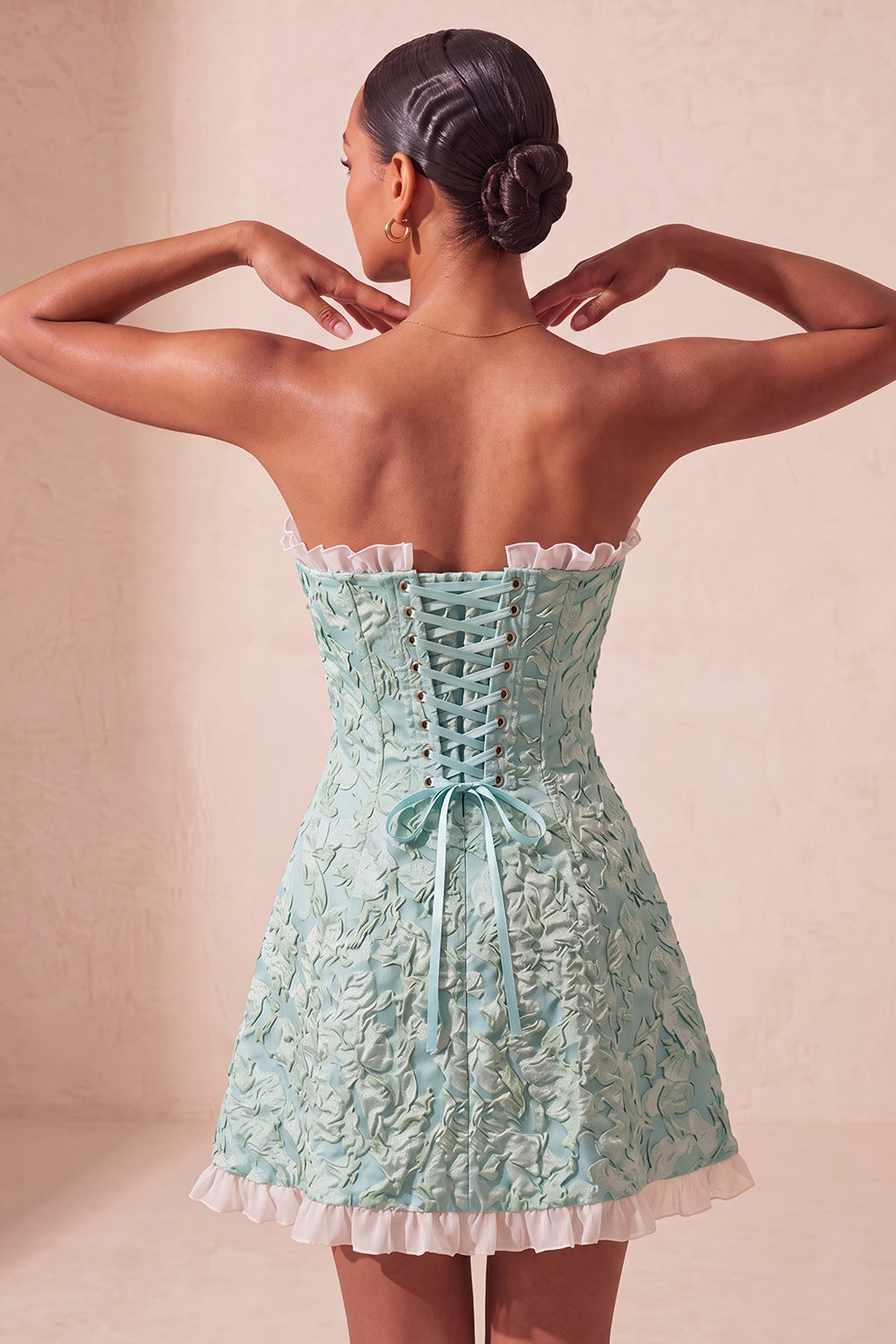 Blush Ruffled Sweetheart Jacquard A-Line Short Homecoming Dress