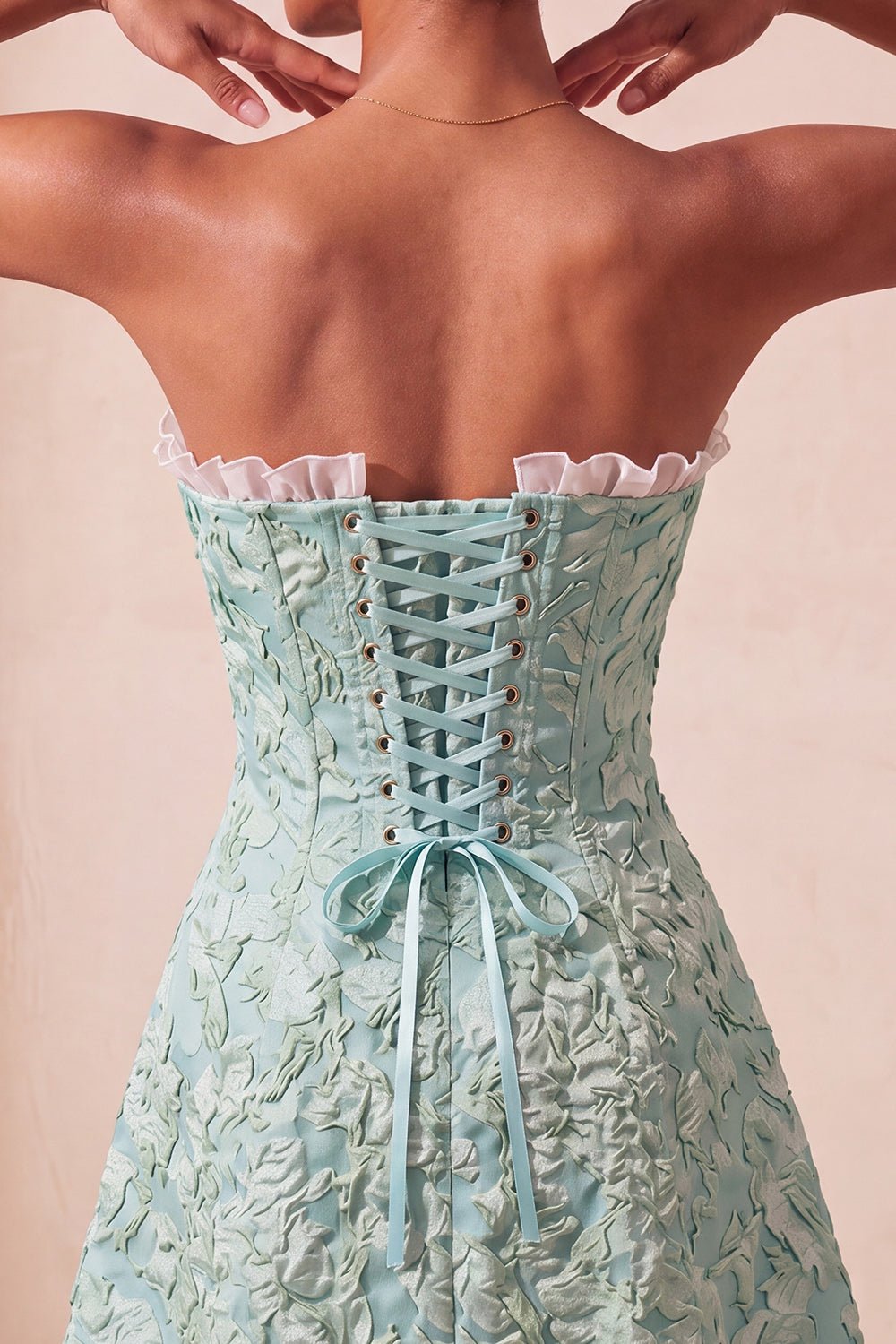 Blush Ruffled Sweetheart Jacquard A-Line Short Homecoming Dress