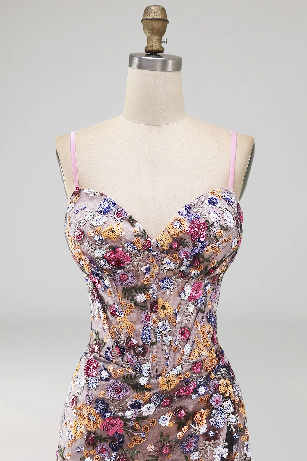 Red Sparkly Floral Sequin Corset Tight Short Homecoming Dress