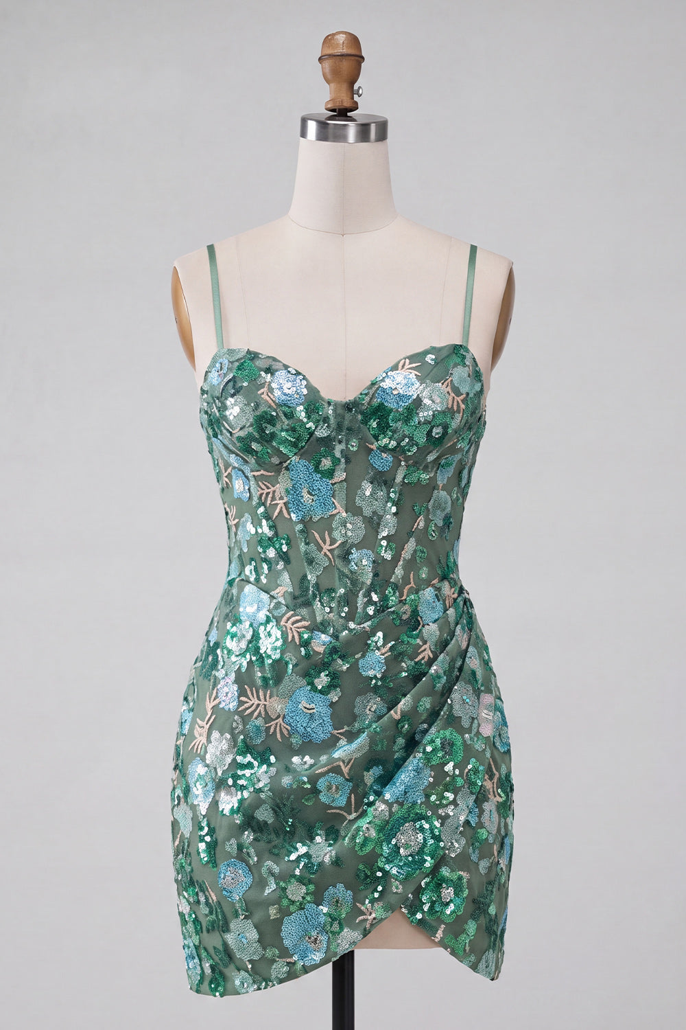 Red Sparkly Floral Sequin Corset Tight Short Homecoming Dress