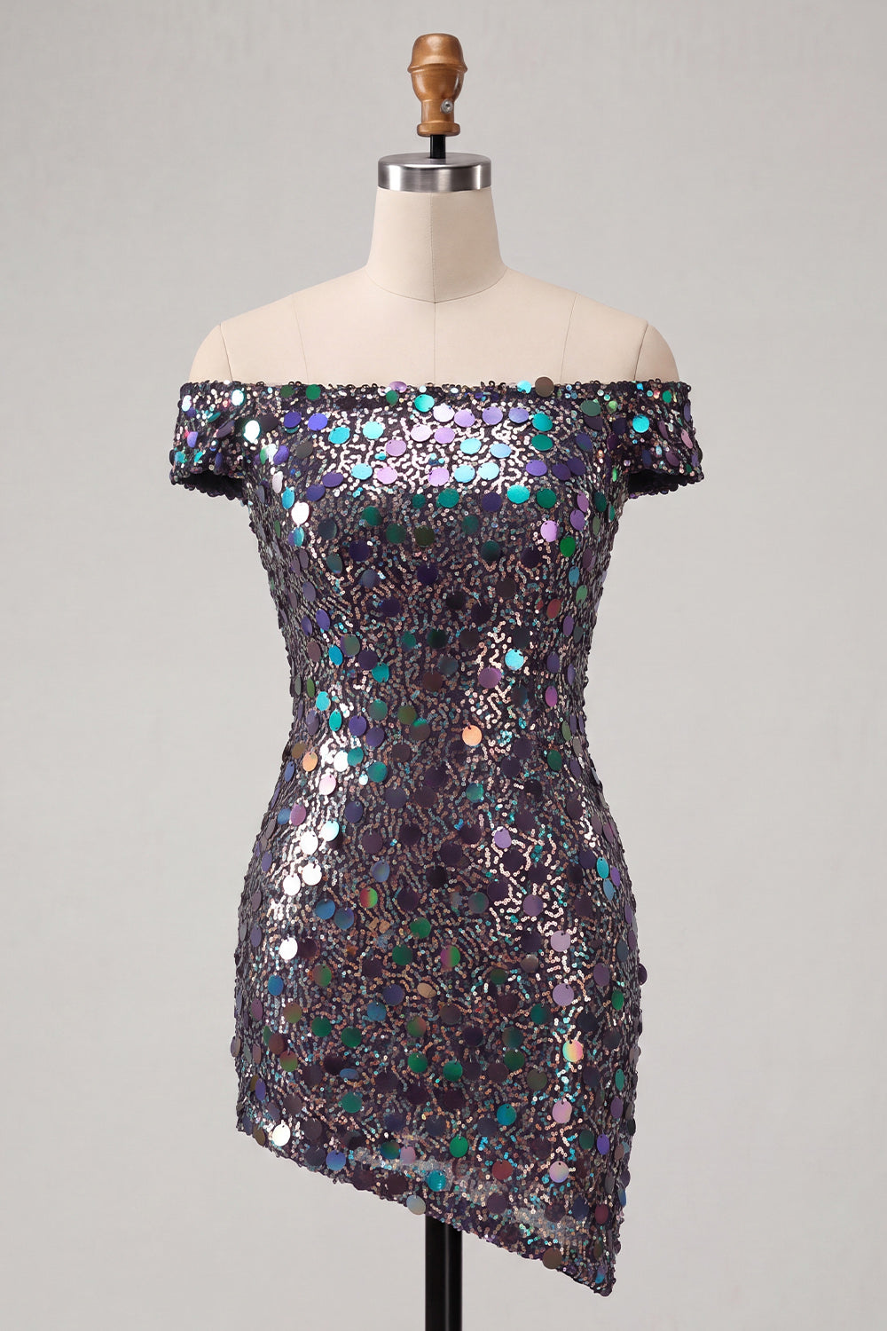 Red Sparkly Sequin Off The Shoulder Tight Short Homecoming Dress