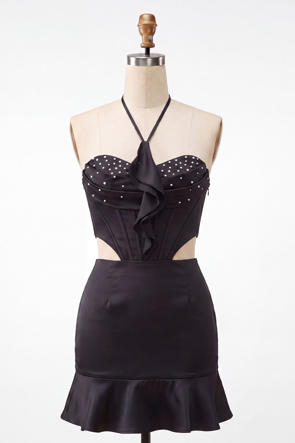 Pink Beaded Ruffled Corset Tight Short Homecoming Dress