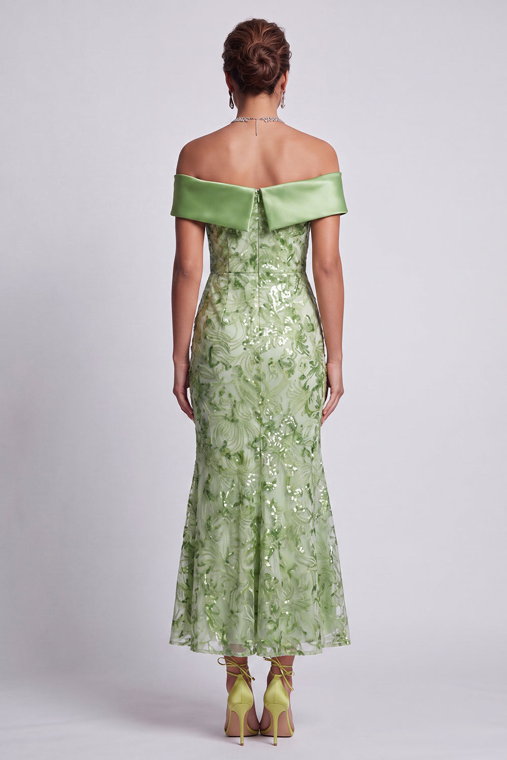 Sparkly Green Floral Mermaid Long Sequin Mother of the Bride Dress