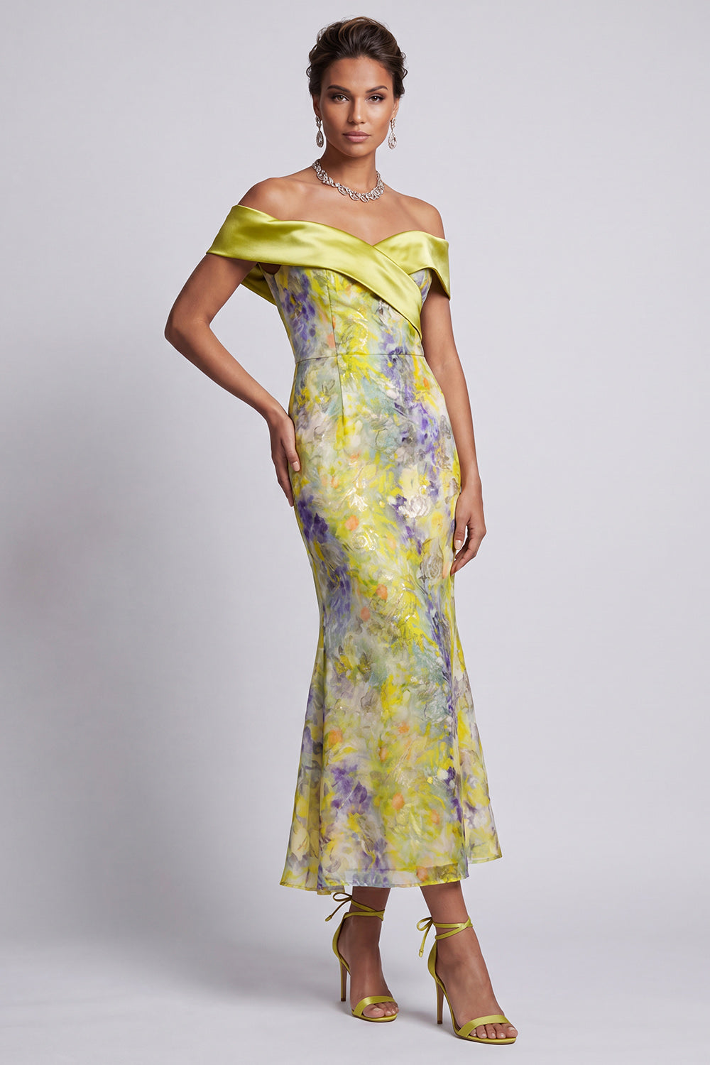 Sparkly Green Floral Mermaid Long Sequin Mother of the Bride Dress