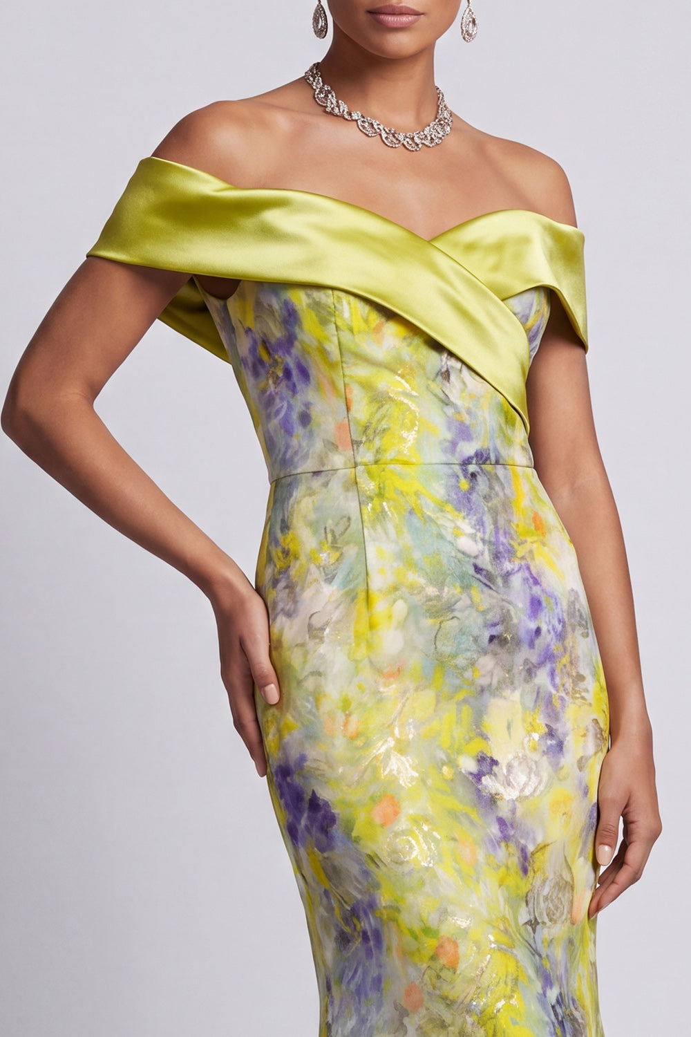 Sparkly Green Floral Mermaid Long Sequin Mother of the Bride Dress