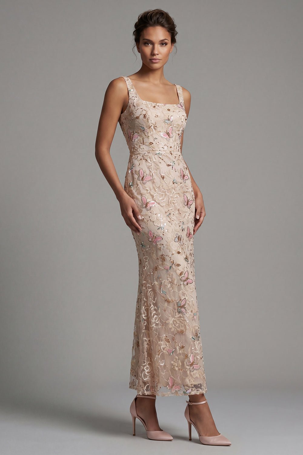 Sparkly Green Floral Mermaid Long Sequin Mother of the Bride Dress