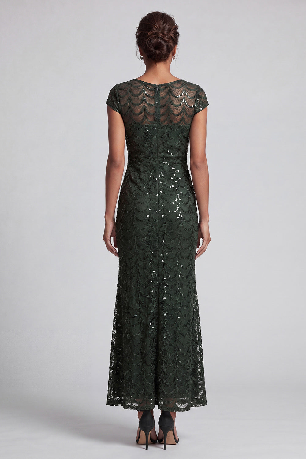Sparkly Navy Boat Neck Mermaid Long Sequin Mother of the Bride Dress